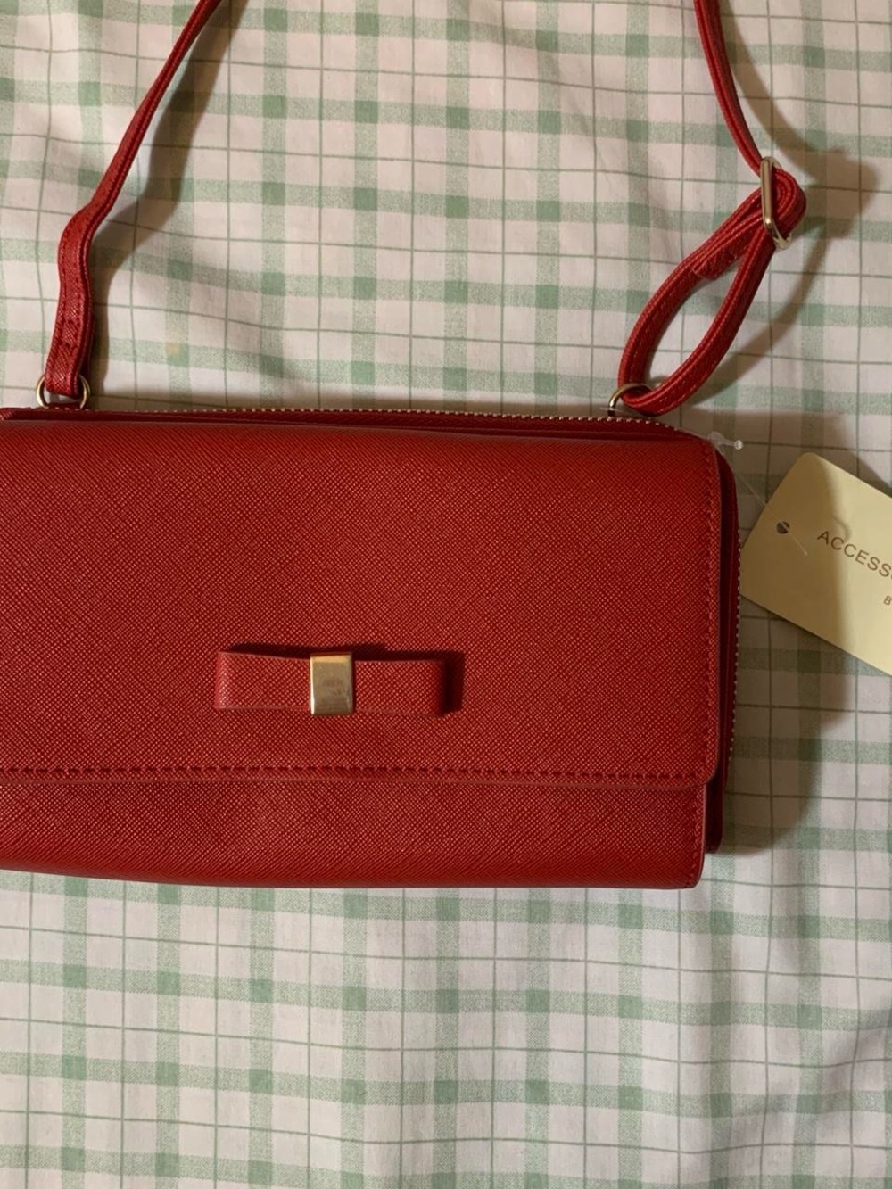 Red Women's Crossbody Wallet with Bow Accent Brand New